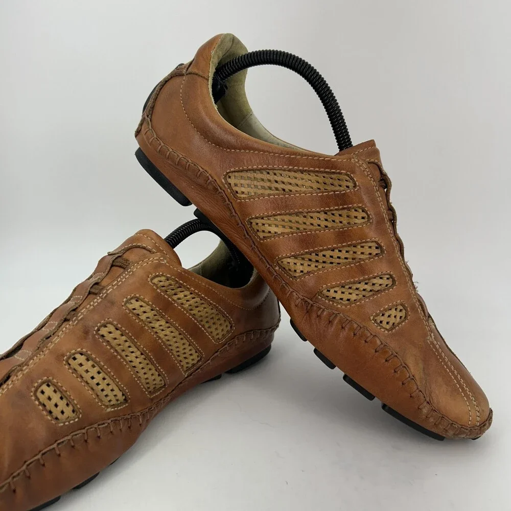 Pikolinos Shoes Mens Size 10 EU 43 Fuencarral Brown Leather Perforated Slip On